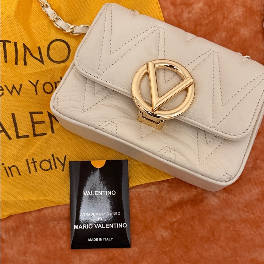 Valentino Cream Mini Bag with Gold Logo